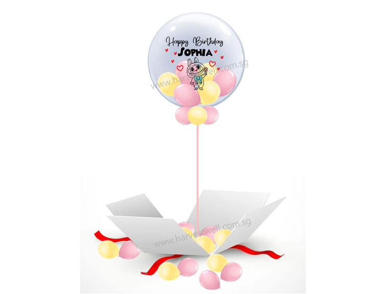 Surprise Gift Box with Customize Labubu Bubble Balloon Surprise Gift Box with Customize Labubu Bubble Balloon